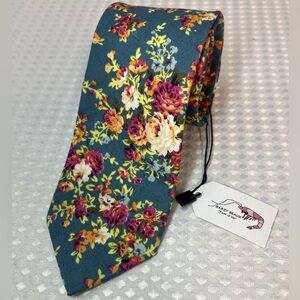 NWT Barry Beaux Handmade Floral Tie, 100% Cotton, 2.75” Wide, 58” long